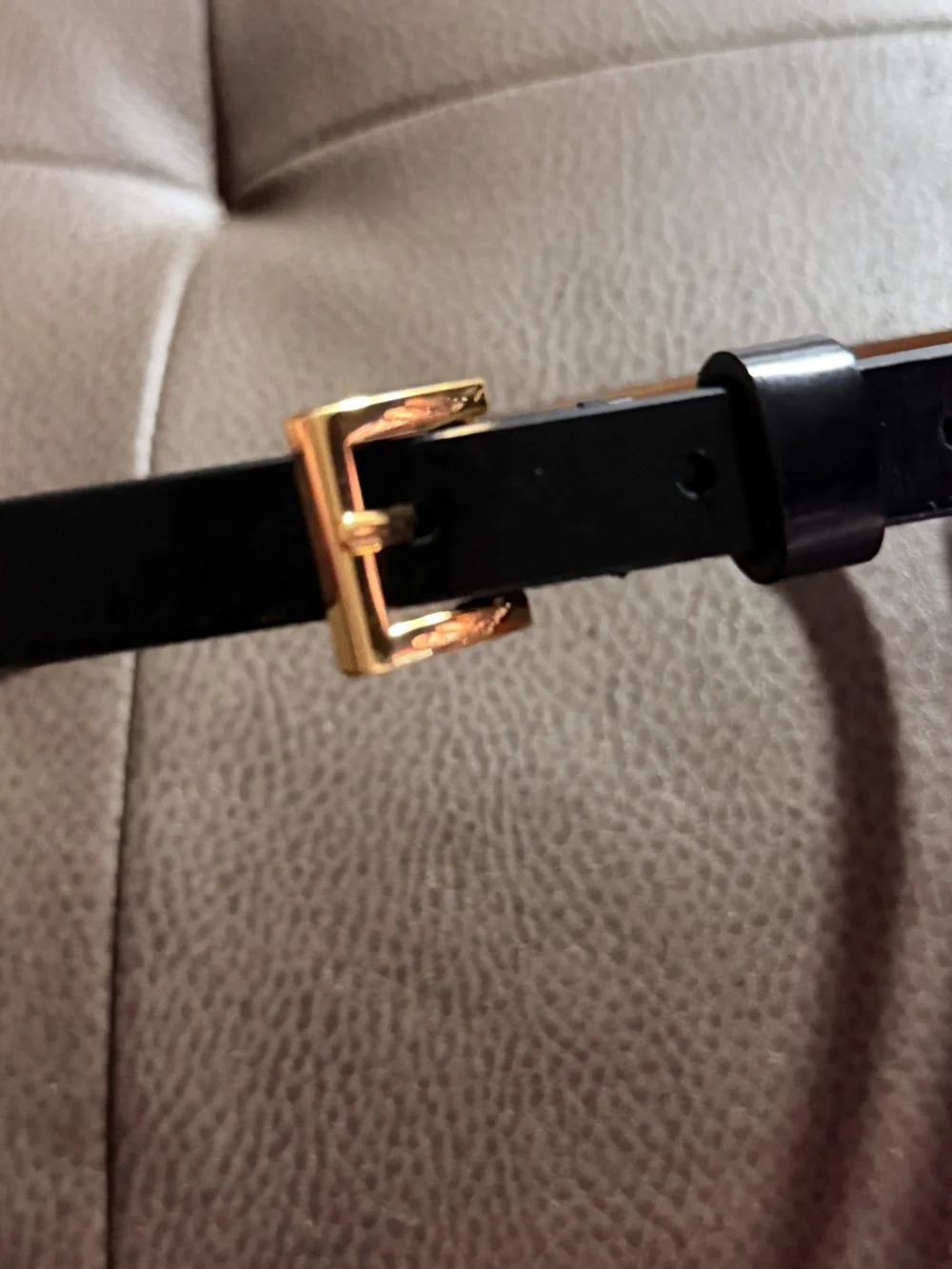 Ted Baker Bow Black Patent Skinny Belt with Gold Bow Buckle
